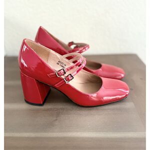 Bibi Lou Milena Double Strap Red Patent Mary Jane Heels Womens Size 38 (US 8)